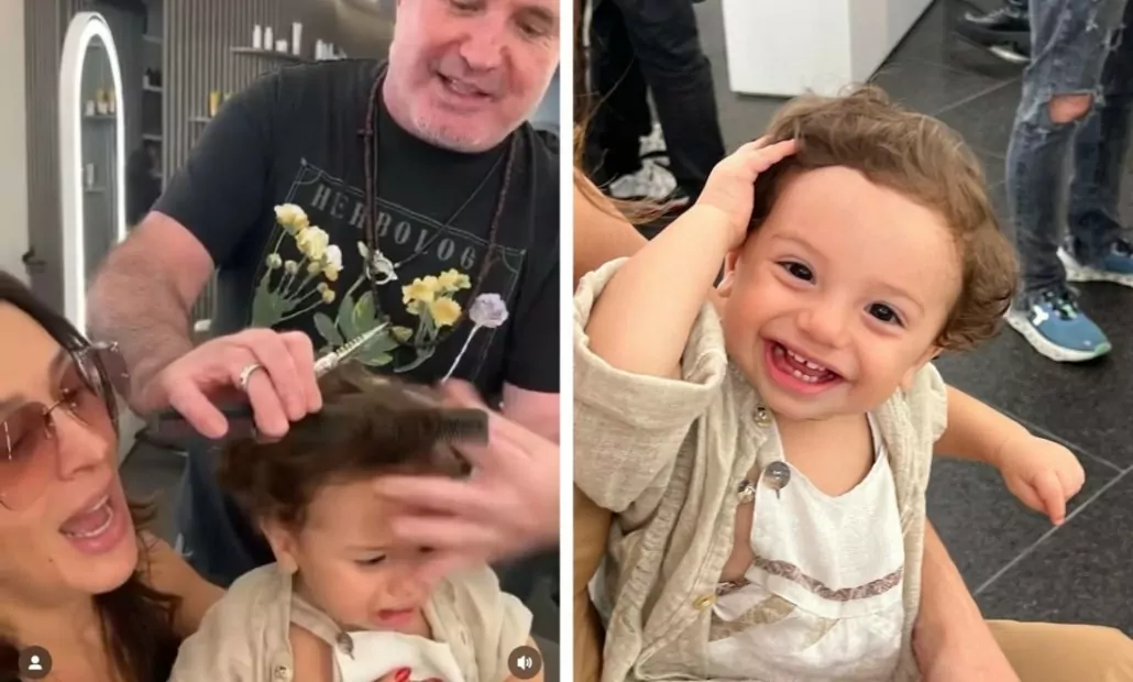 Luca, bebê de Claudia Raia, cortando o cabelo em um salão de luxo 