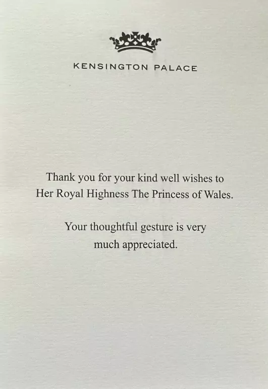 Kate Middleton enviou esta carta para uma mulher