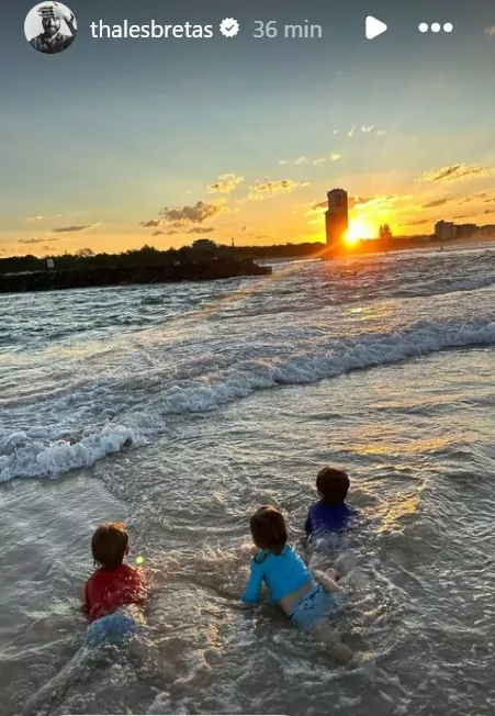 Filhos de Paulo Gustavo no dia de praia na Austrália