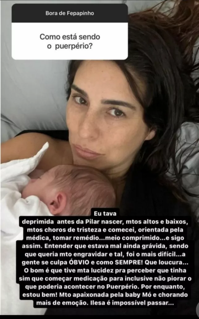 Fernanda Paes Leme posa com sua filha recém-nascida e desabafa