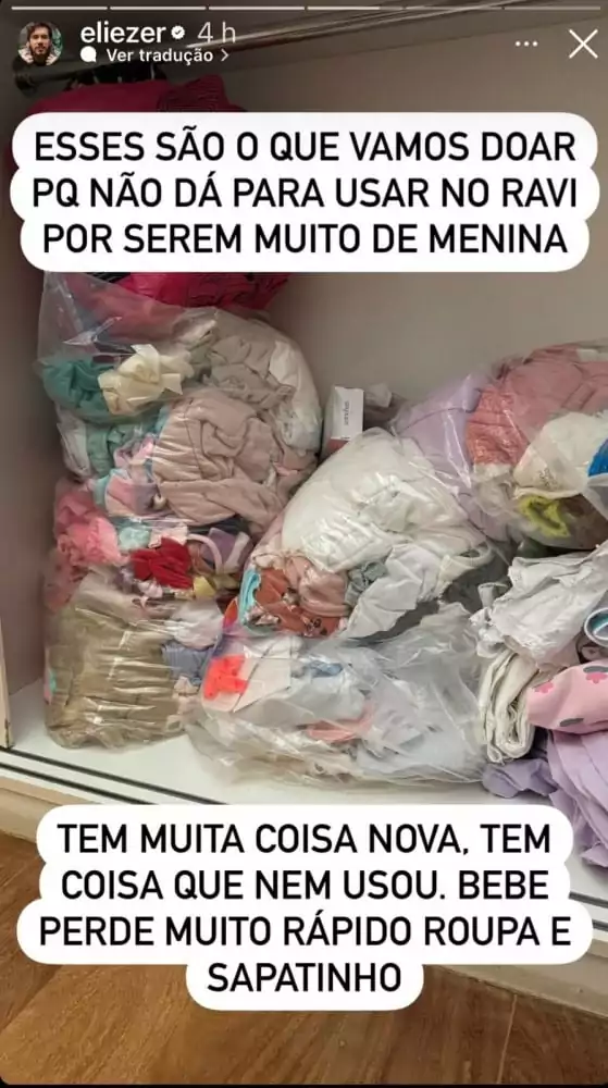 Os itens que Viih Tube e Eliezer vão doar de sua filha mais velha