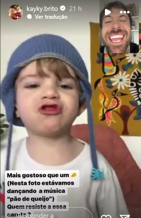 Kayky Brito com o menino Kael de dois anos