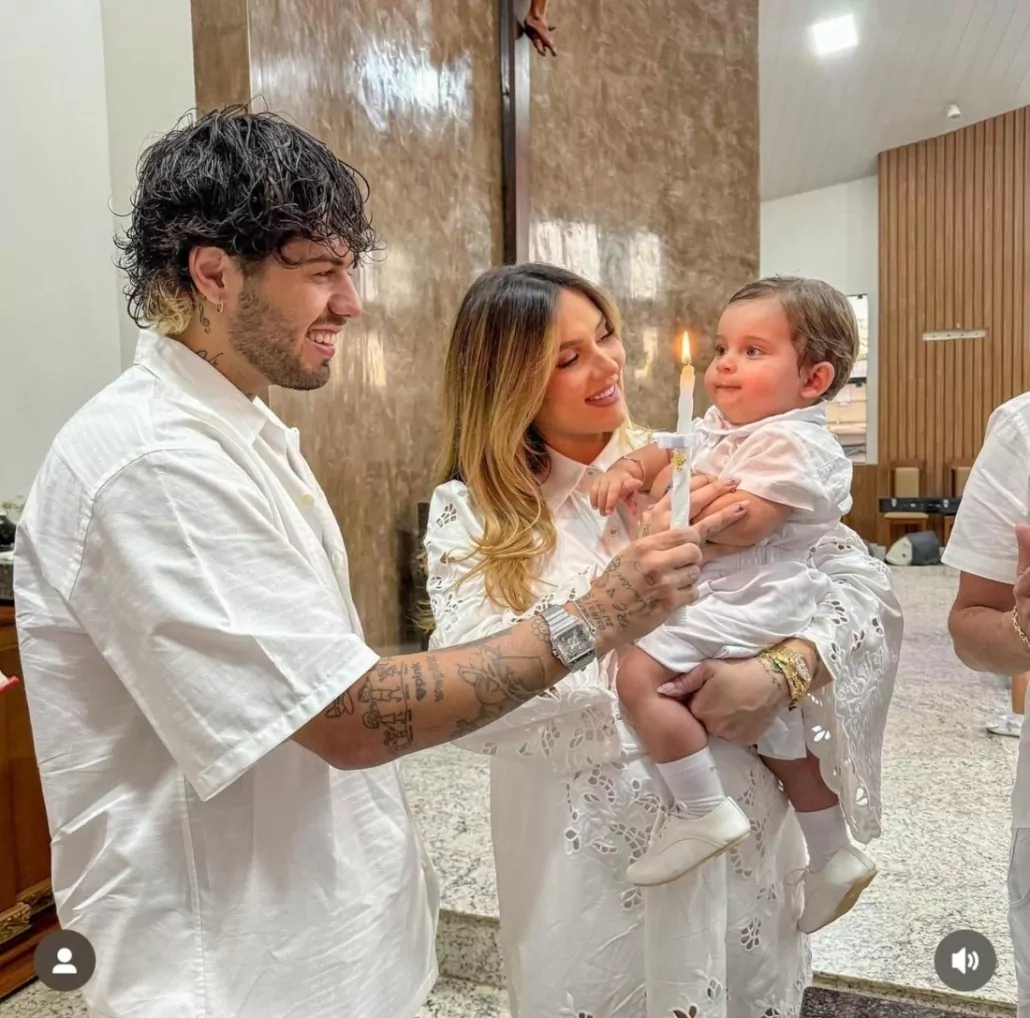 Virgínia Fonseca e Zé no batizado do sobrinho dela