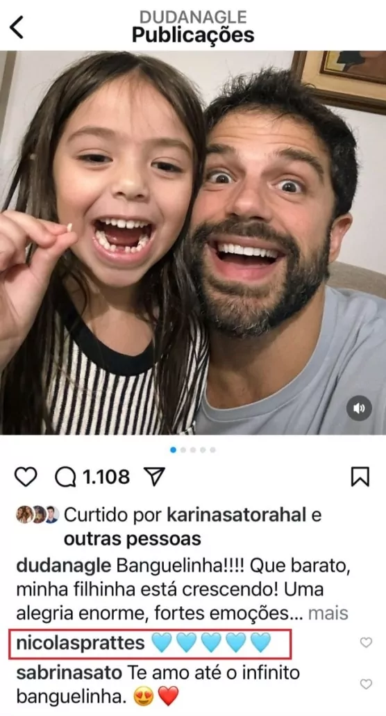 Duda Nagle e sua filha e o comentário que Nicolas Prattes fez