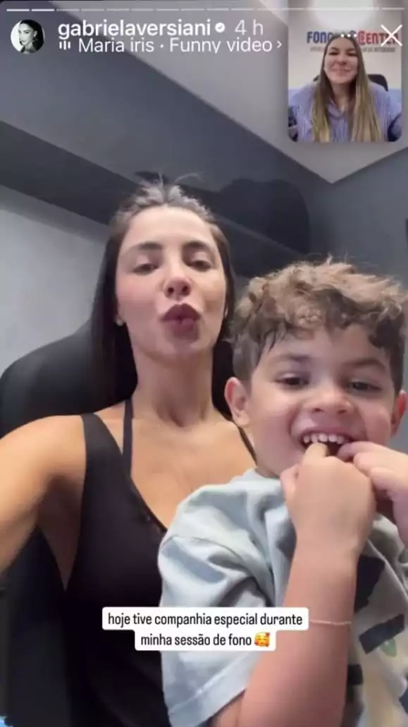 Léo, filho de Marília Mendonça e Huff, posa na sessão de fono da madrasta