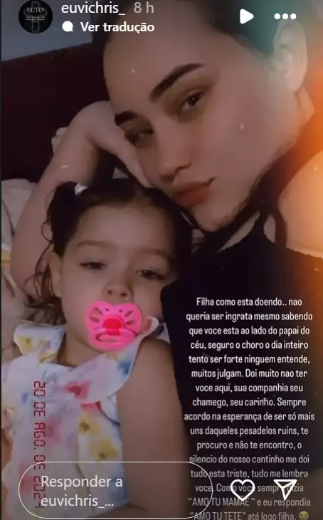 Esposa de Matheuszinho junto com filha que partiu