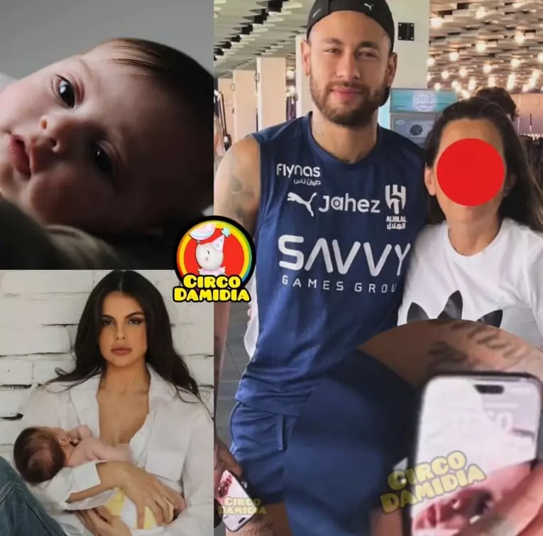 Neymar Jr exibindo foto da filha Helena na tela de seu celular