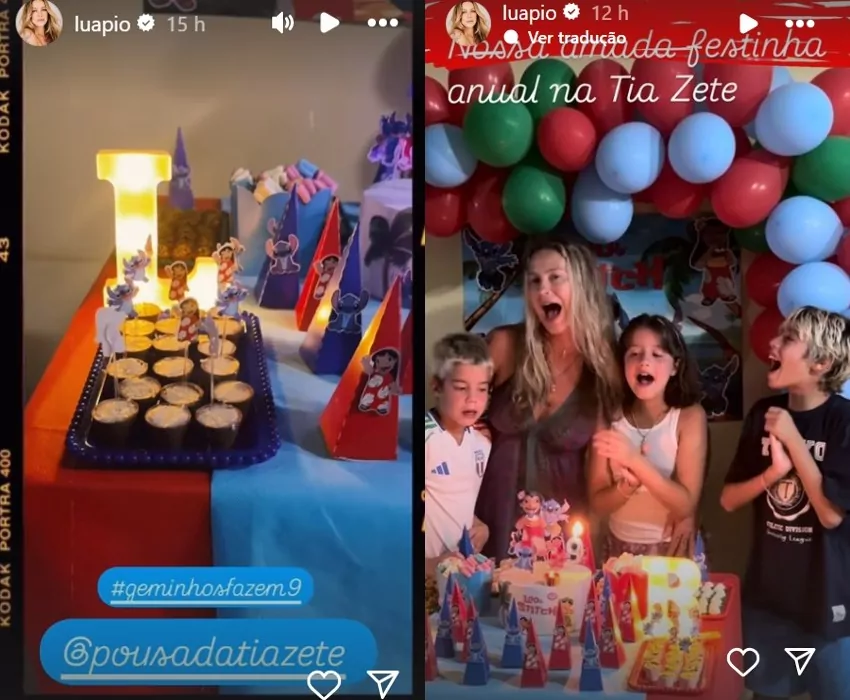 Luana Piovani celebrando aniversário dos filhos com Pedro Scooby em Noronha