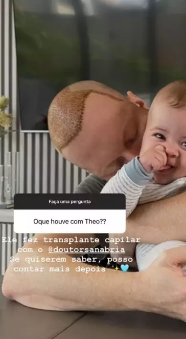 Teo Teló surge irreconhecível junto ao seu bebê e Gabi Luthai conta o  motivo  