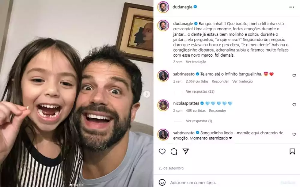 Duda Nagle reage comentário de Nicolas Prattes em foto com Zoe