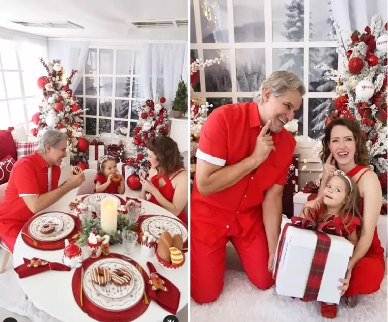 Edson Celulari surge com sua família em ensaio de Natal e impressiona 