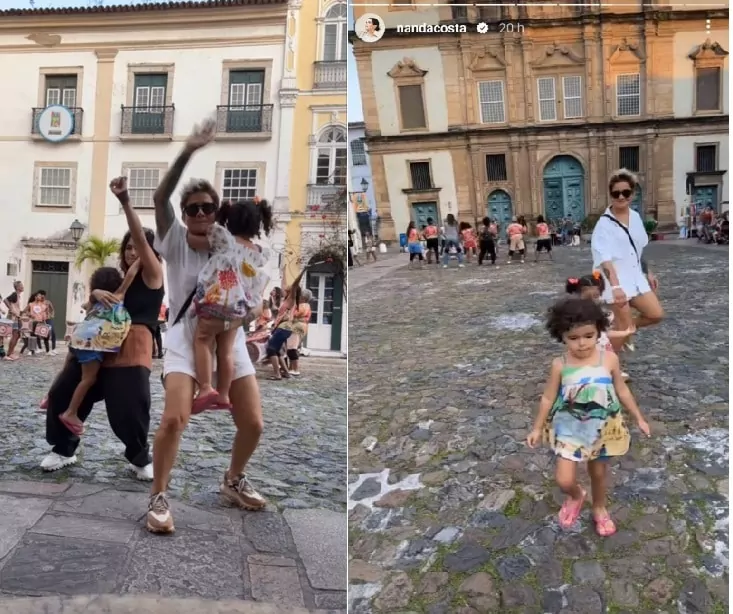 Gêmeas de Nanda Costa surgem se divertindo nas ladeiras do Pelourinho em Salvador Gêmeas de Nanda Costa surgem se divertindo nas ladeiras do Pelourinho em Salvador e impressionam 