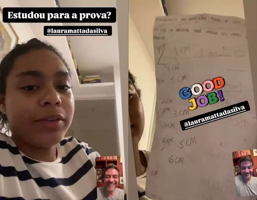 Filha de Glória Maria estudando junto com o padrinho