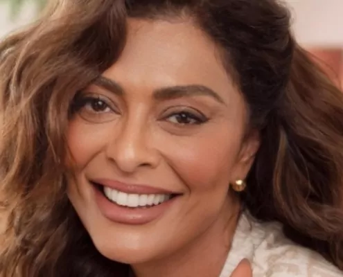 Juliana Paes posou com os seus filhos na mansão