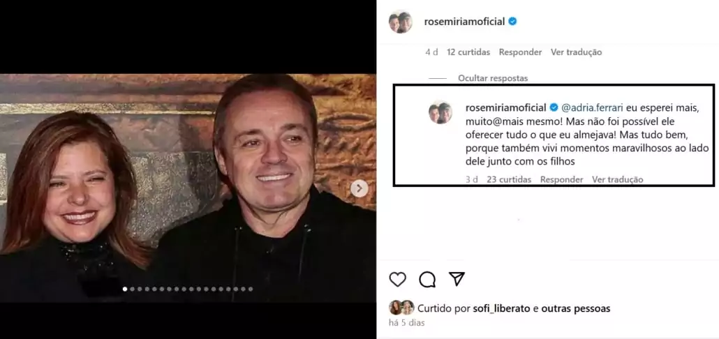 Rose Miriam Di Matteo respondeu sobre Gugu e Thiago Salvático