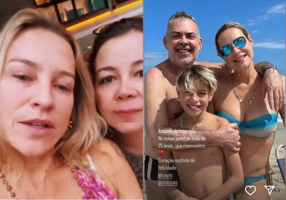 Luana Piovani com a melhor amiga e o seu filho