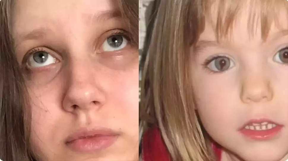 Jovem comparando seus olhos com os de Madeleine McCann