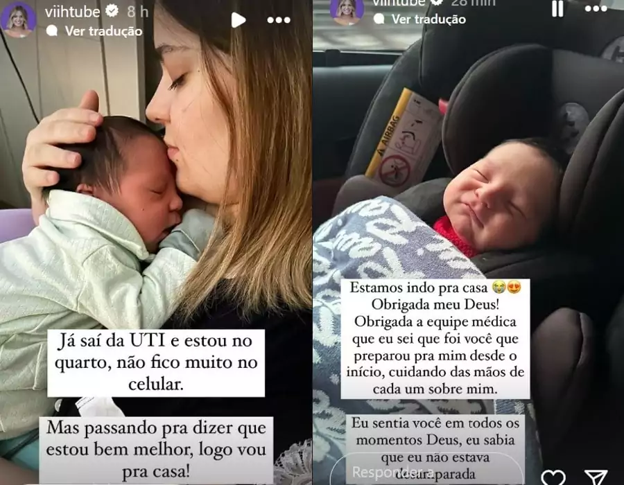 Viih Tube disse que voltou para casa com o filho