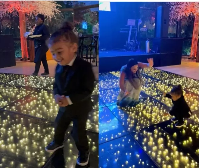 Joaquim, filho de Viviane Araújo encanta ao surgir em festa de casamento 