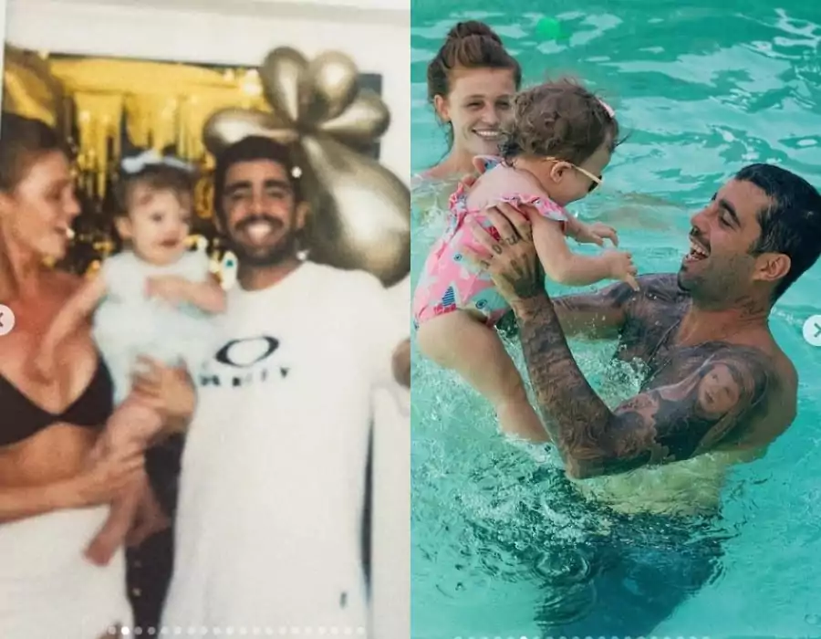 Pedro Scooby e Cíntia Dicker com sua filha pouco antes da mudança