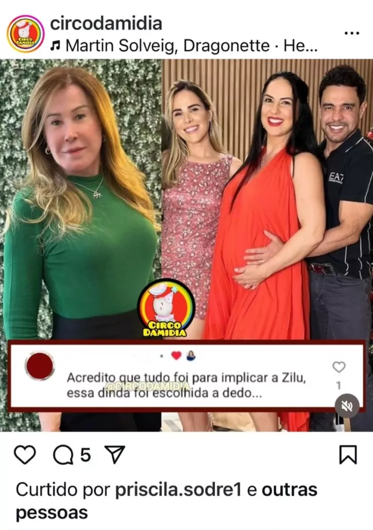 Zilu surpreendeu com uma indireta para Zezé Di Camargo e Graciele Lacerda