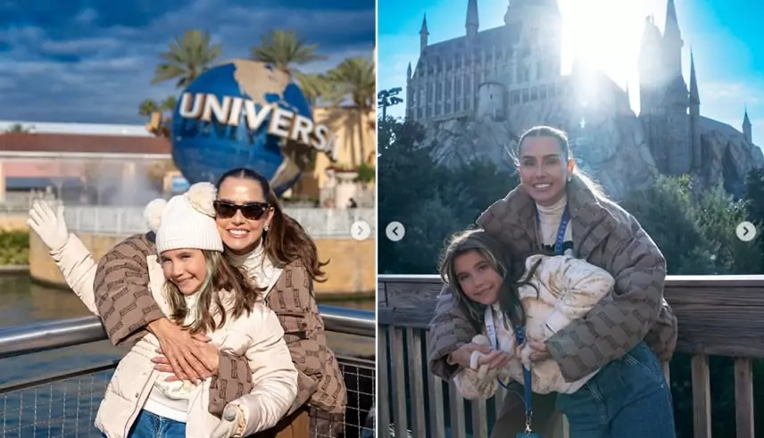 Deborah Secco posa com sua filha Maria Flor em passeio de férias nos EUA