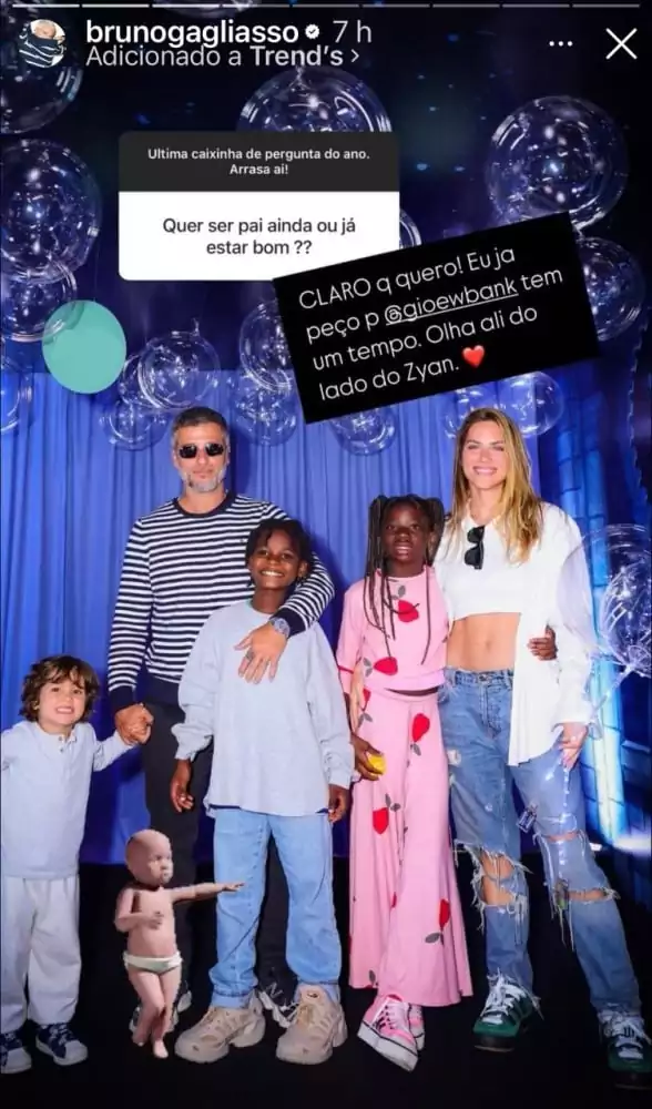 Bruno Gagliasso fala sobre os planos com Giovanna Ewbank em ter mais filhos