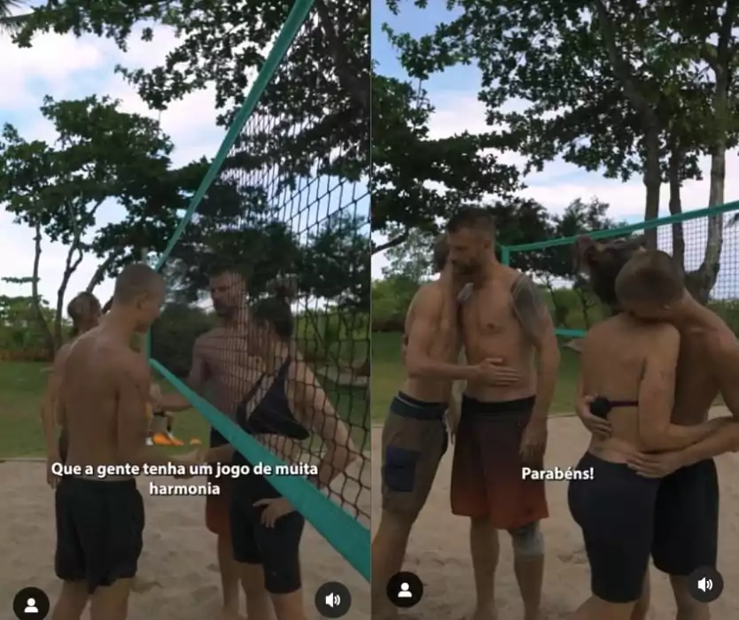 Fernanda Lima e Rodrigo Hilbert em partida de vôlei com seus filhos